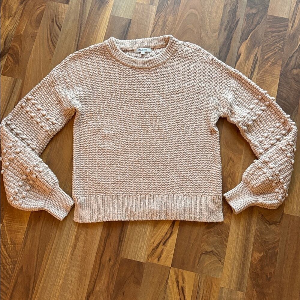 Madewell Size XS Pink Bubble Sleeve Crewneck Sweater